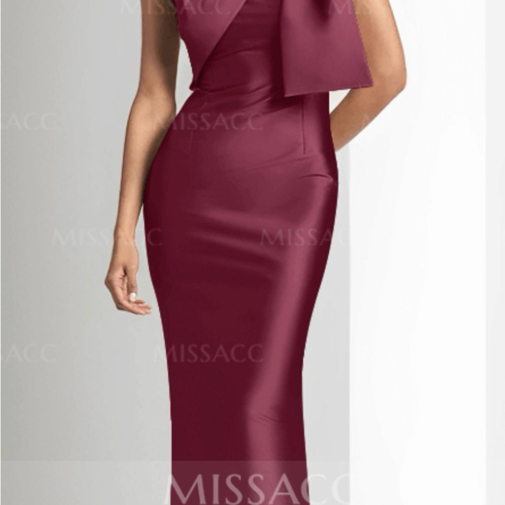 Red One Shoulder Sheath Cocktail Dress